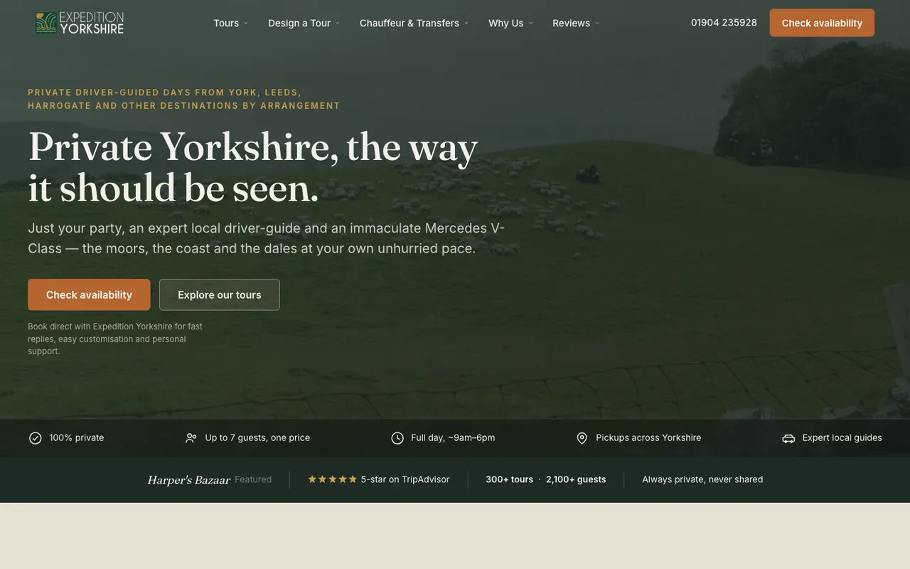The rebuilt Expedition Yorkshire homepage