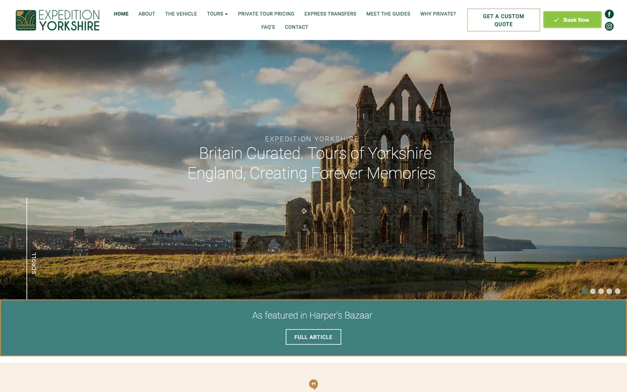 The previous Expedition Yorkshire homepage