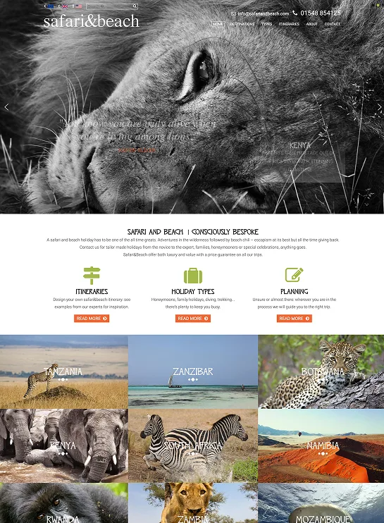 Safari & Beach — homepage before the rebuild